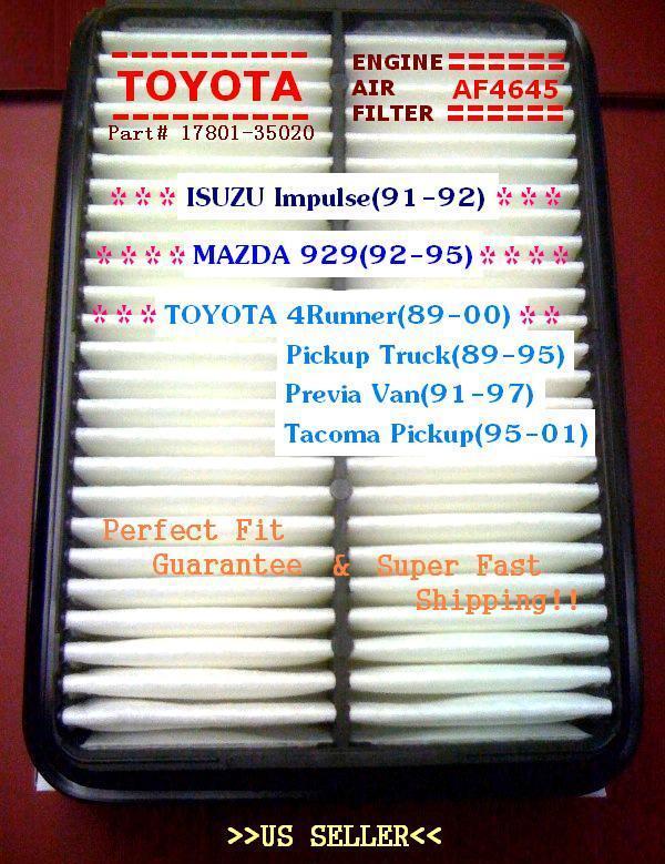 Fit Toyota Tacoma 4Runner Previa Air Filter 4645 Perfect Fit Guarantee&Fast Ship