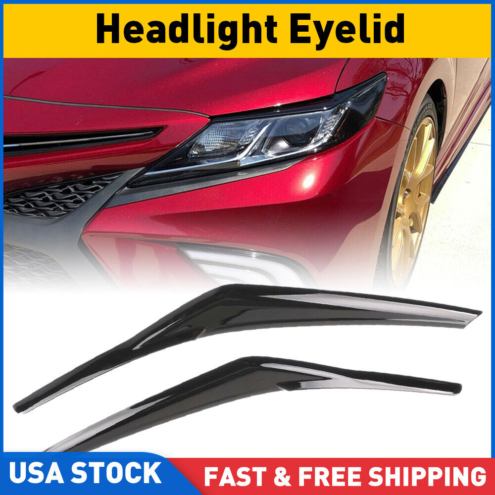 Pair Headlight Eyelid Trim Cover Eyebrows For Toyota Camry SE XSE XLE 2018-2022