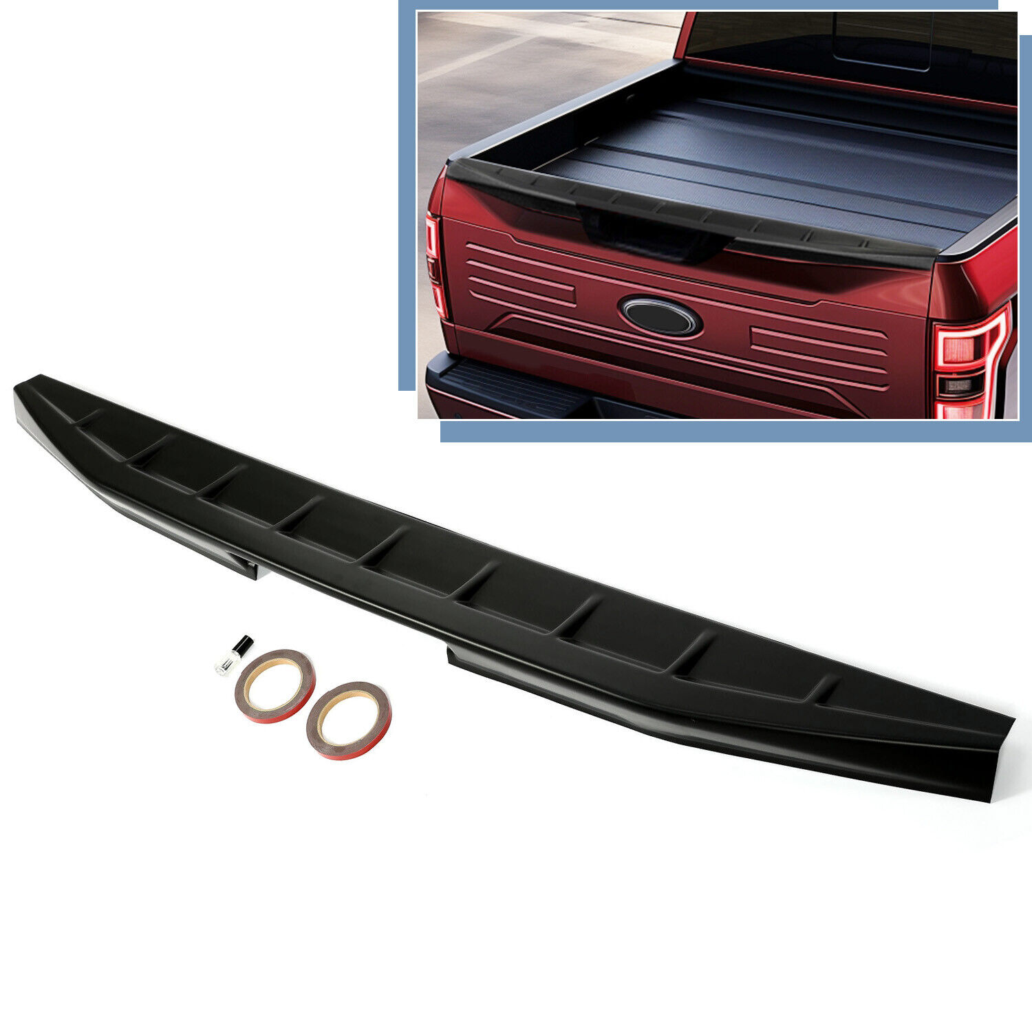 Black ABS Rear Tailgate Top Wing Spoiler Fit For Ford F-150 F150 2015-2020