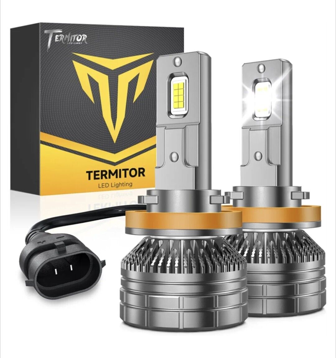 Termitor H11 LED Light Bulbs 60W 24000LM 6500K Cool White 600% Bright Pair