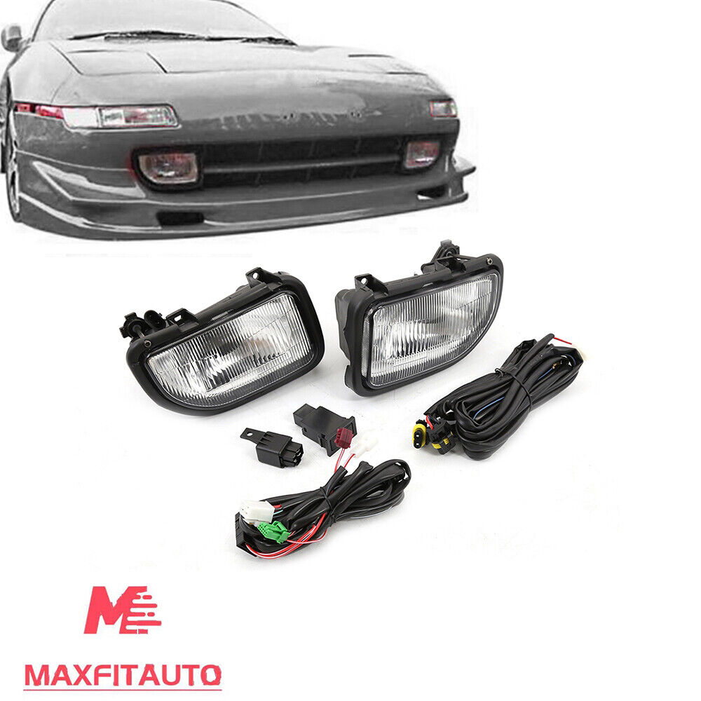 Fit 1991-1995 Toyota MR2 Front Driving Fog Light W/ Harness and Bulbs Clear Pair