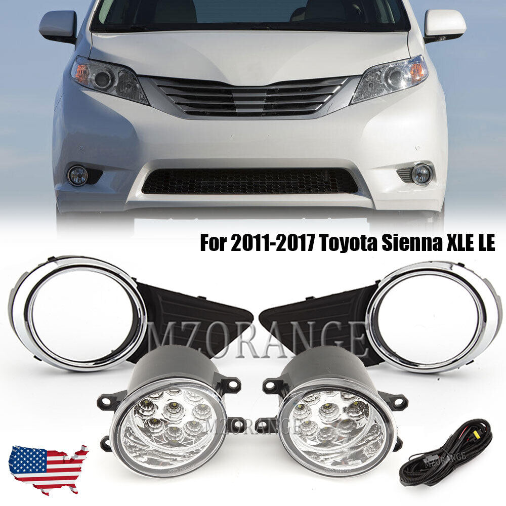 For Toyota Sienna 2011-2017 LED Bumper Fog Lights Lamps+Covers+Switch Wiring Kit
