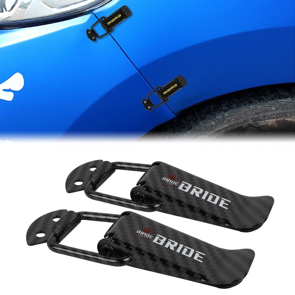2x BRIDE Carbon Fiber Quick Release Fasteners Car Bumpers Trunk Fender Hatch Lid