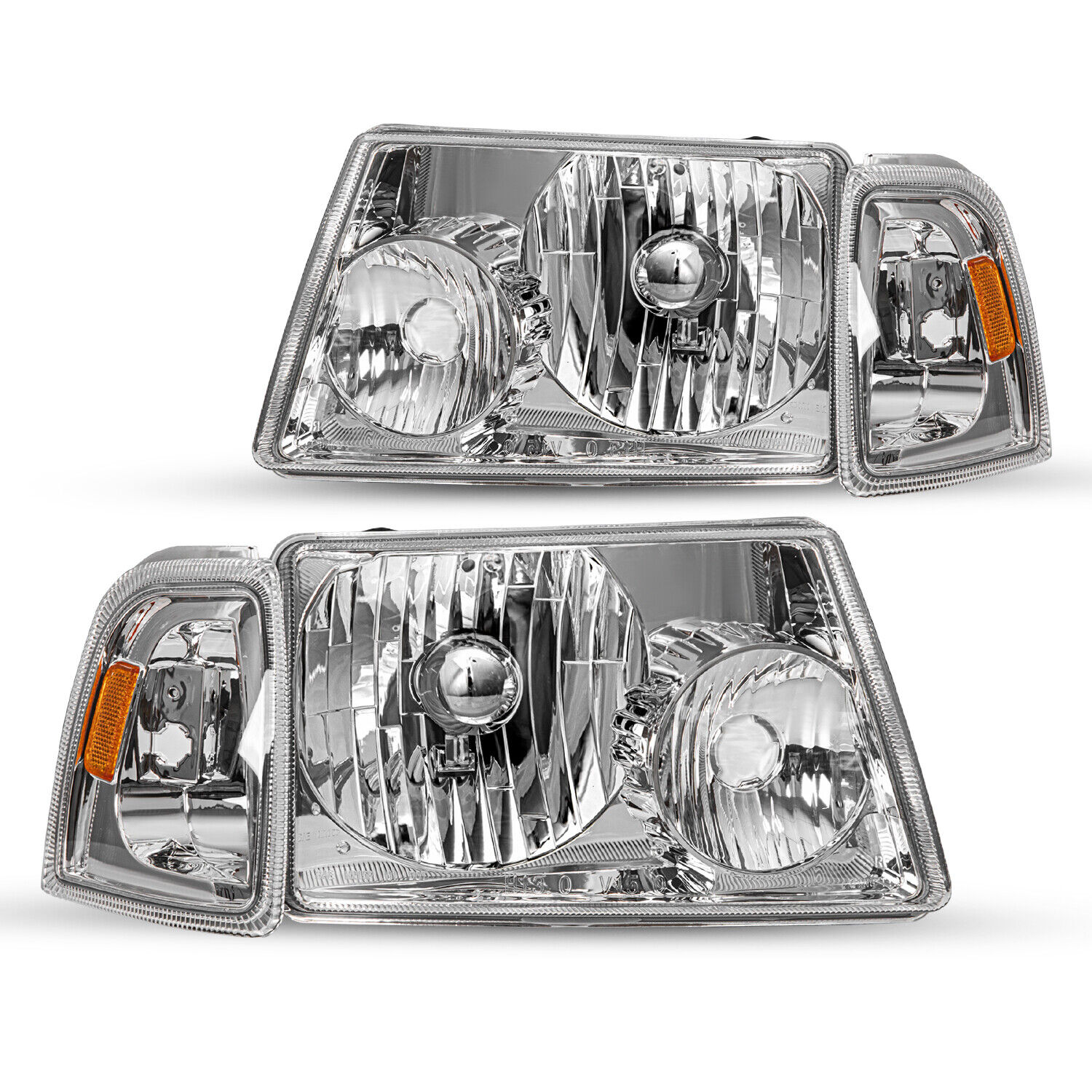 For 2001-2011 Ford Ranger Chrome Headlights+Corner Turn Signal Lights LH+RH