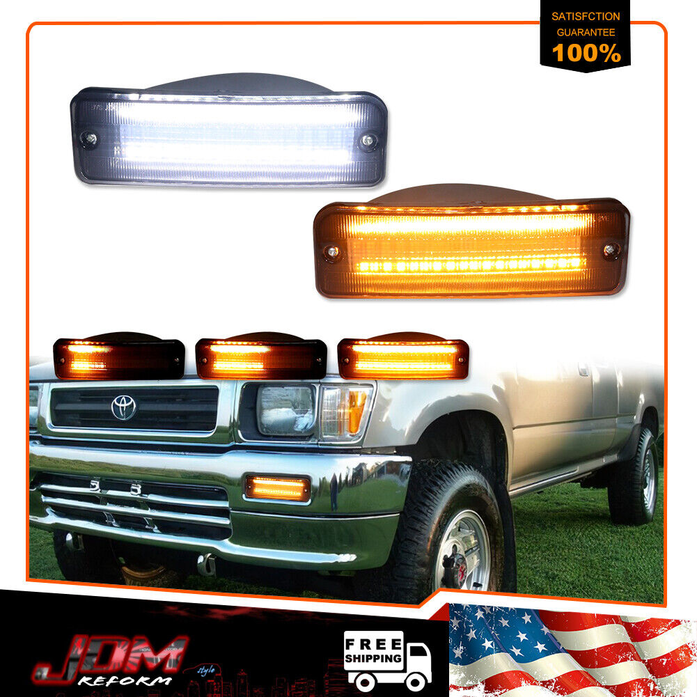For 93-98 Toyota T100 Smoked Switchback LED Front Bumper Signal DRL Lights 2PCS