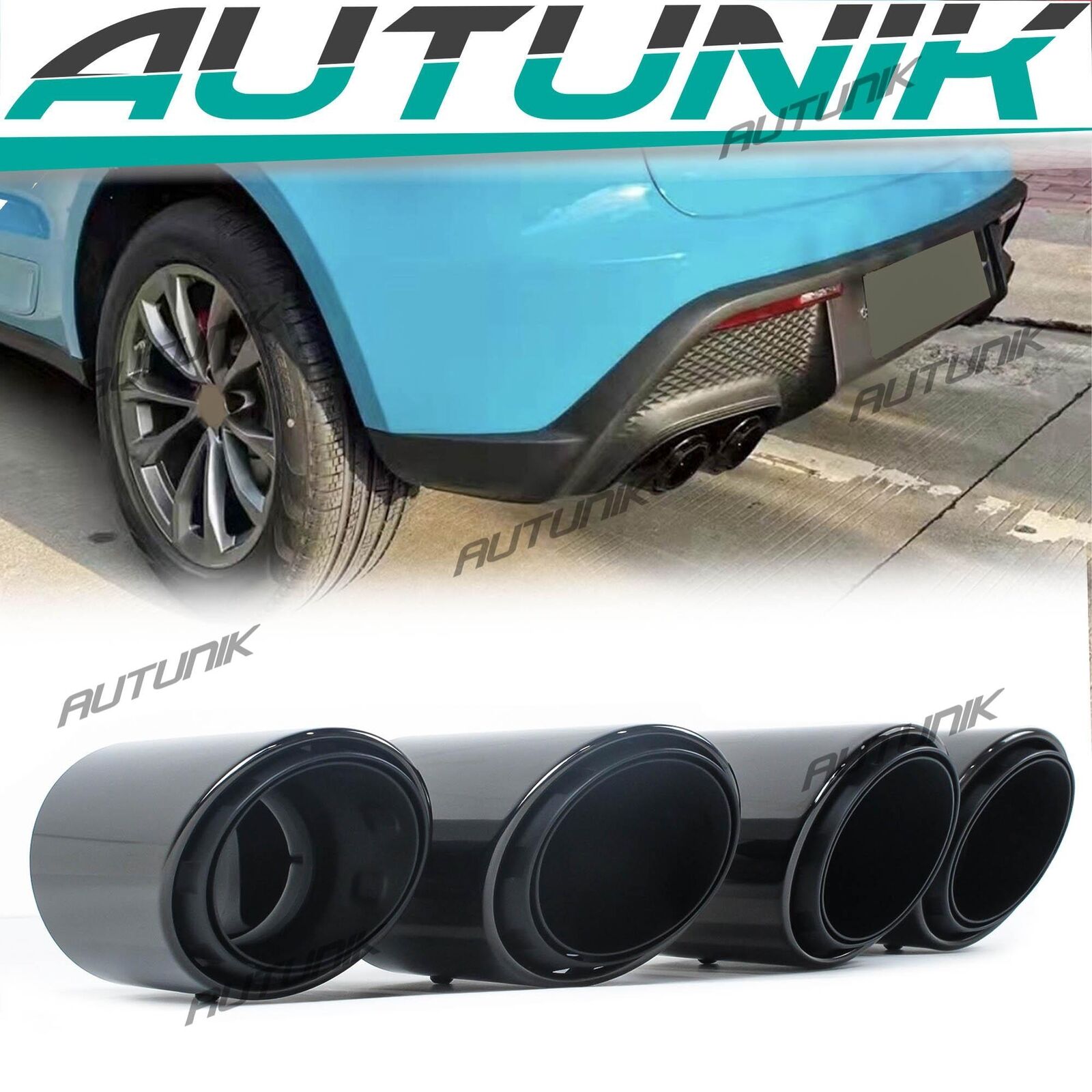 For 2019-2022 2023 Porsche Cayenne Macan Base Black Exhaust Tips Tailpipe Pipes