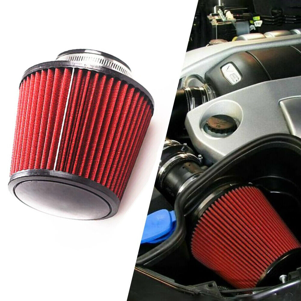 Red 4inch/100mm High Flow Inlet Cold Air Intake Cone Replacement Dry Air Filter
