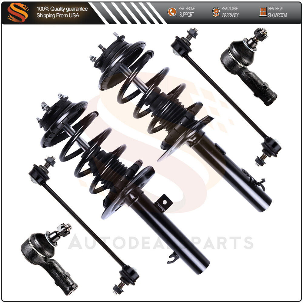 Front Complete Struts Sway Bar Outer TieRods For 08-11 Ford Focus 2.0L & 2.3L