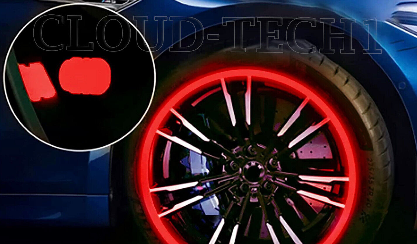4x FOR SEAT LEON IBIZA ATECA Wheel Tyre Tire Valve Cover Caps RED Glow In Dark