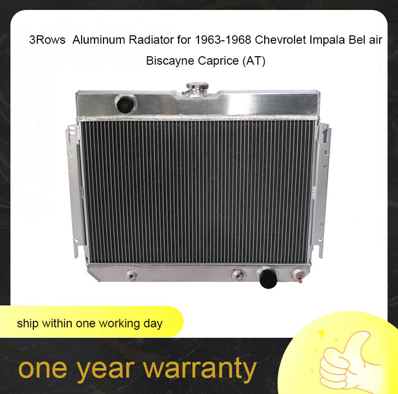 Radiator 3ROW For 1963-1968 Chevrolet Impala/Bel Air/Biscayne/Caprice 3.8L (AT)