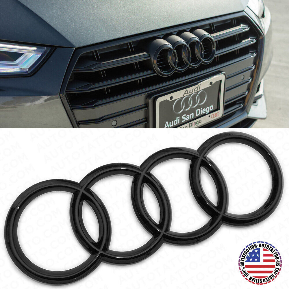 08-20 A3 S3 A4 S4 A5 S5 S RS Gloss Black Front Grille Rings Badge Logo Emblem