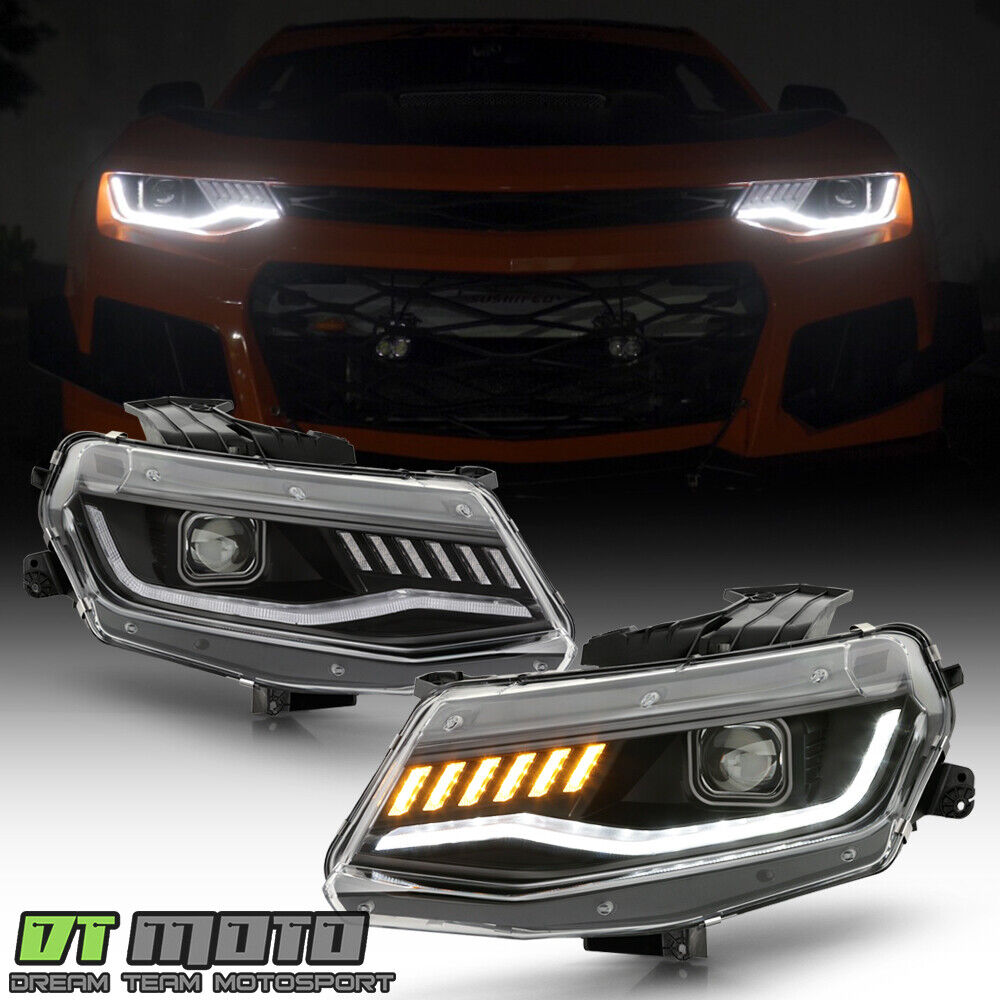 2016-2022 Chevy Camaro HID/Xenon Black LED Sequential Turn Projector Headlights