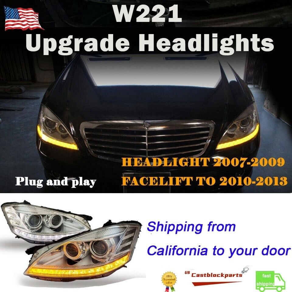 For 07 08 09 Mercedes Benz S-Class W221 S550 Facelift Xenon HID LED Headlights