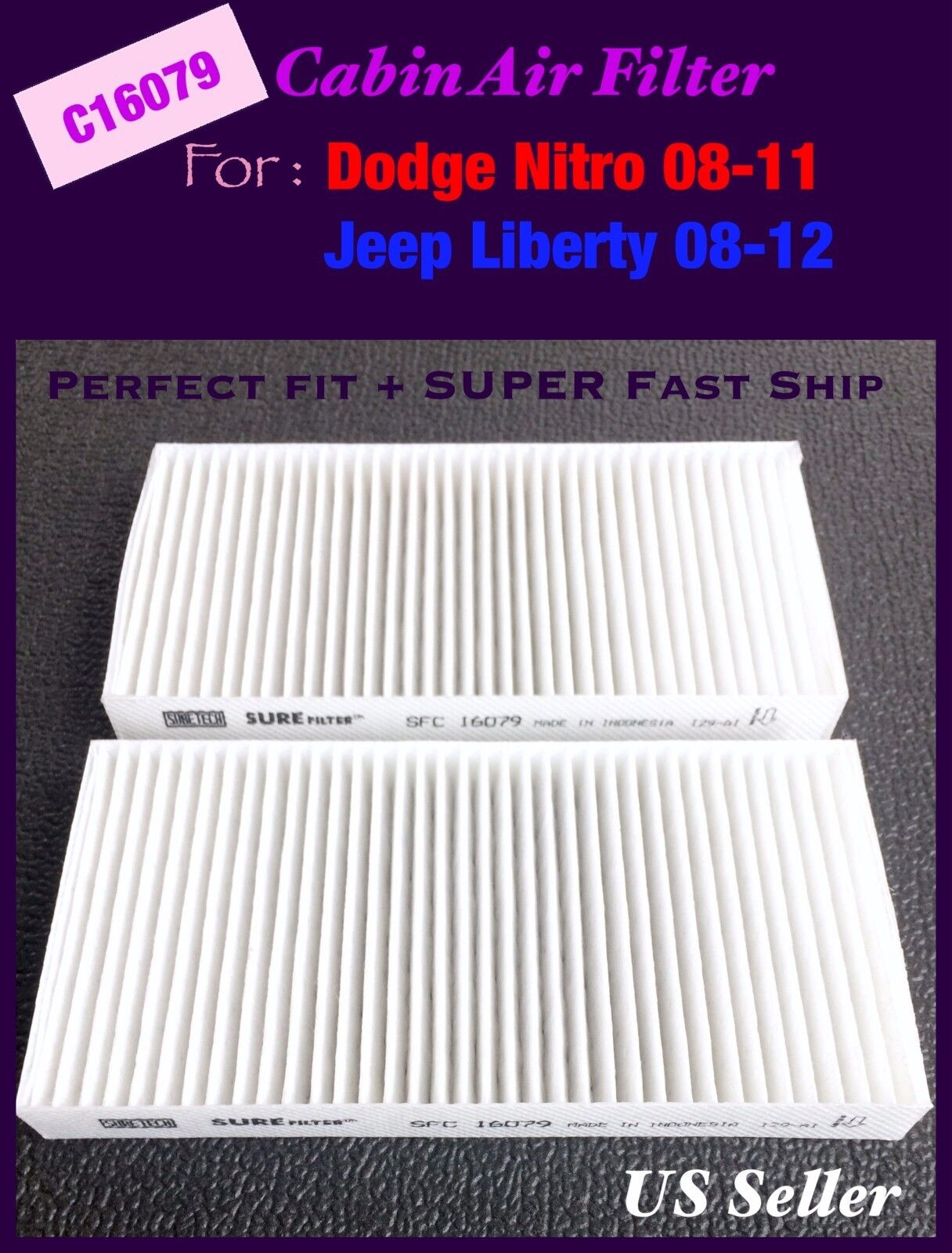Cabin Air Filter For Jeep Liberty 08-12  Dodge Nitro 08-11 C16079 Perfect Fit 