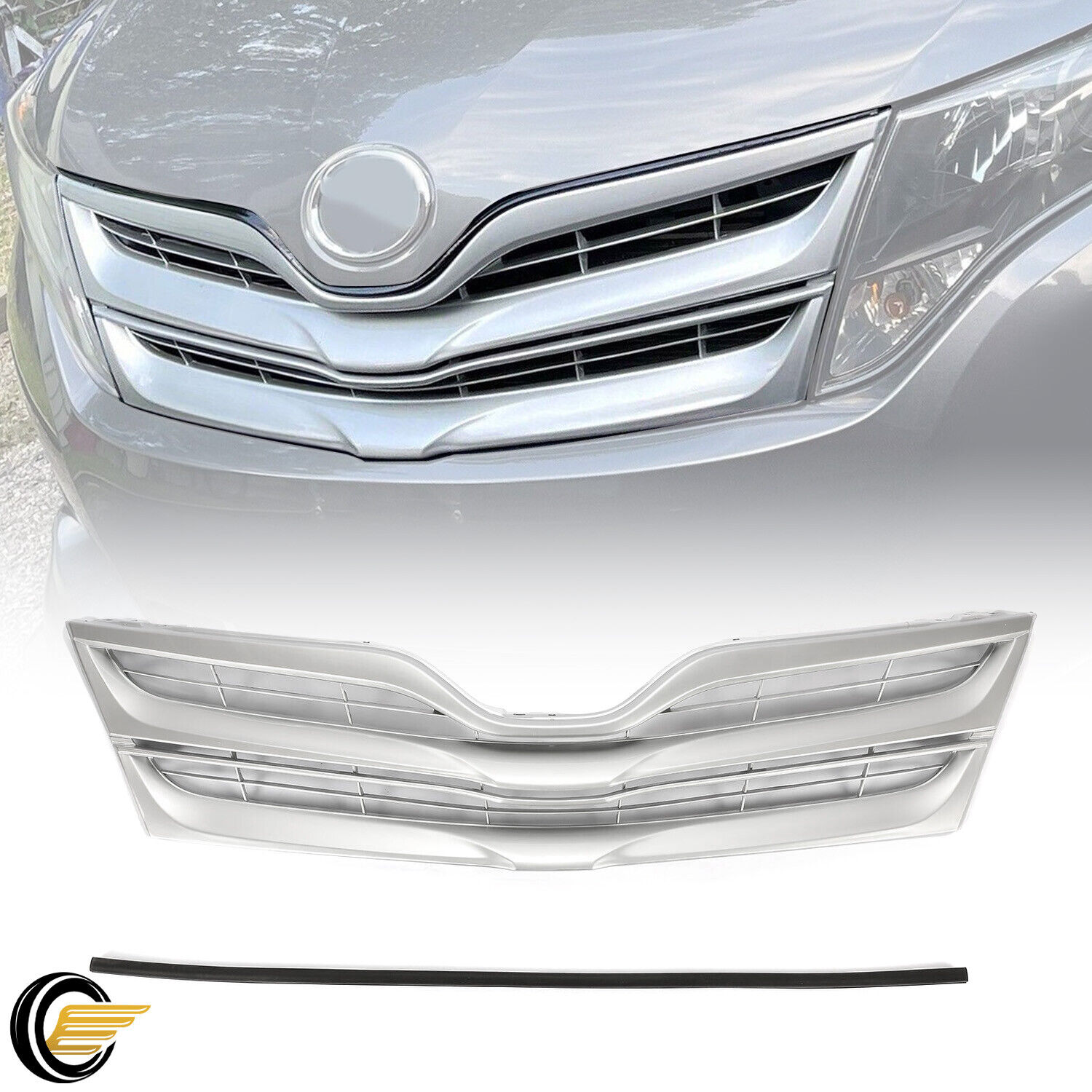 Front Upper Grille Grill Silver Factory Replacement For Toyota Venza 2013-2016