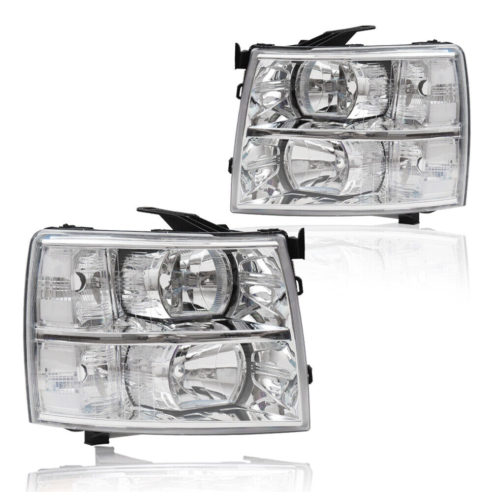 Fit For 07-13 Chevy Silverado 1500/2500/3500 Clear Corner Headlights Replacement