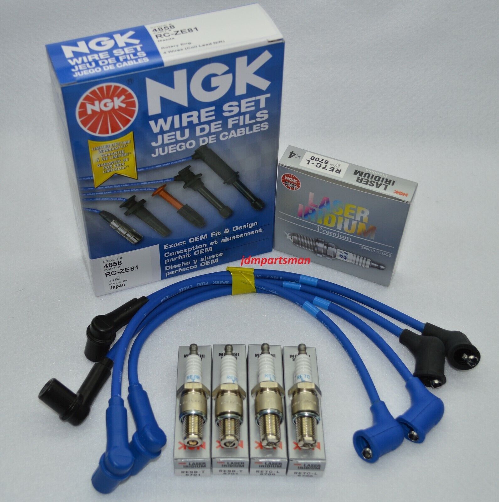 FOR MAZDA RX-8 NGK EXACT FIT IGNITION WIRE SET+4 NGK IRIDIUM SPARK PLUGS RENESIS