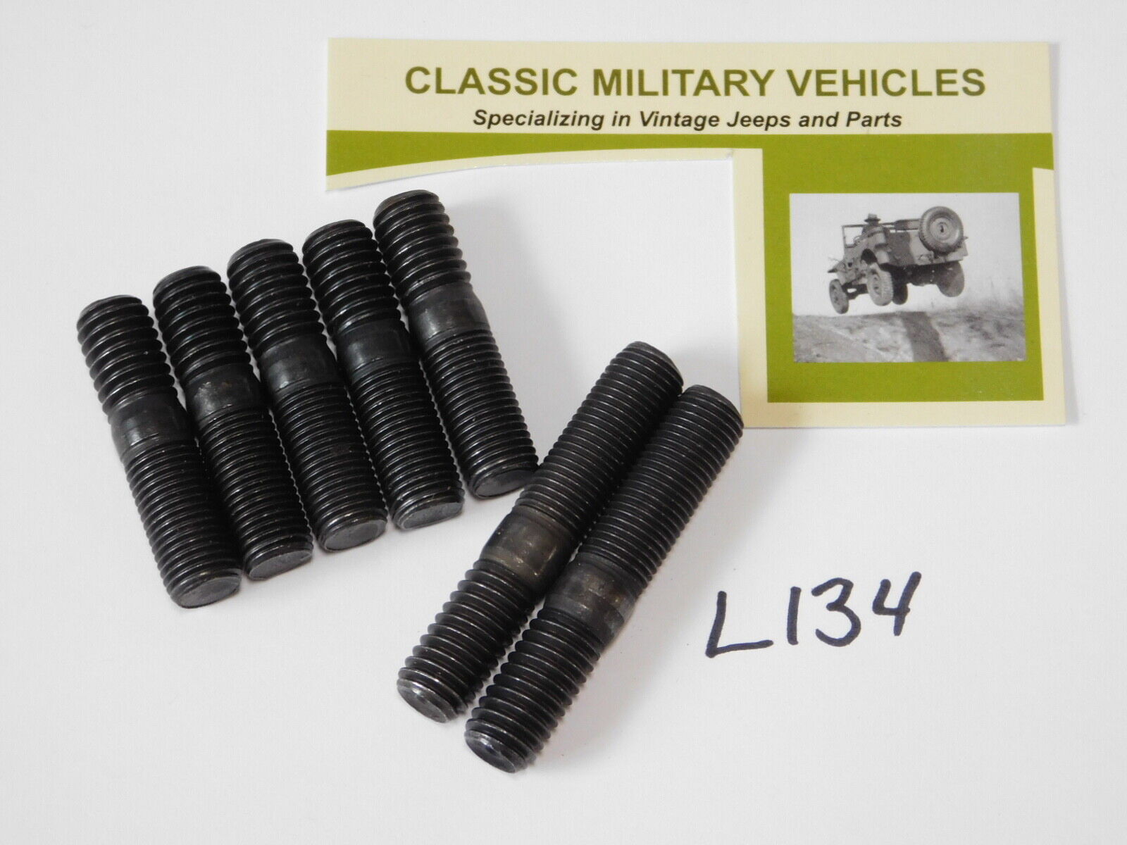 Willys L134 Flathead Exhaust Manifold Stud Kit. CJ2A, MB, CJ3A, M38. Intake.