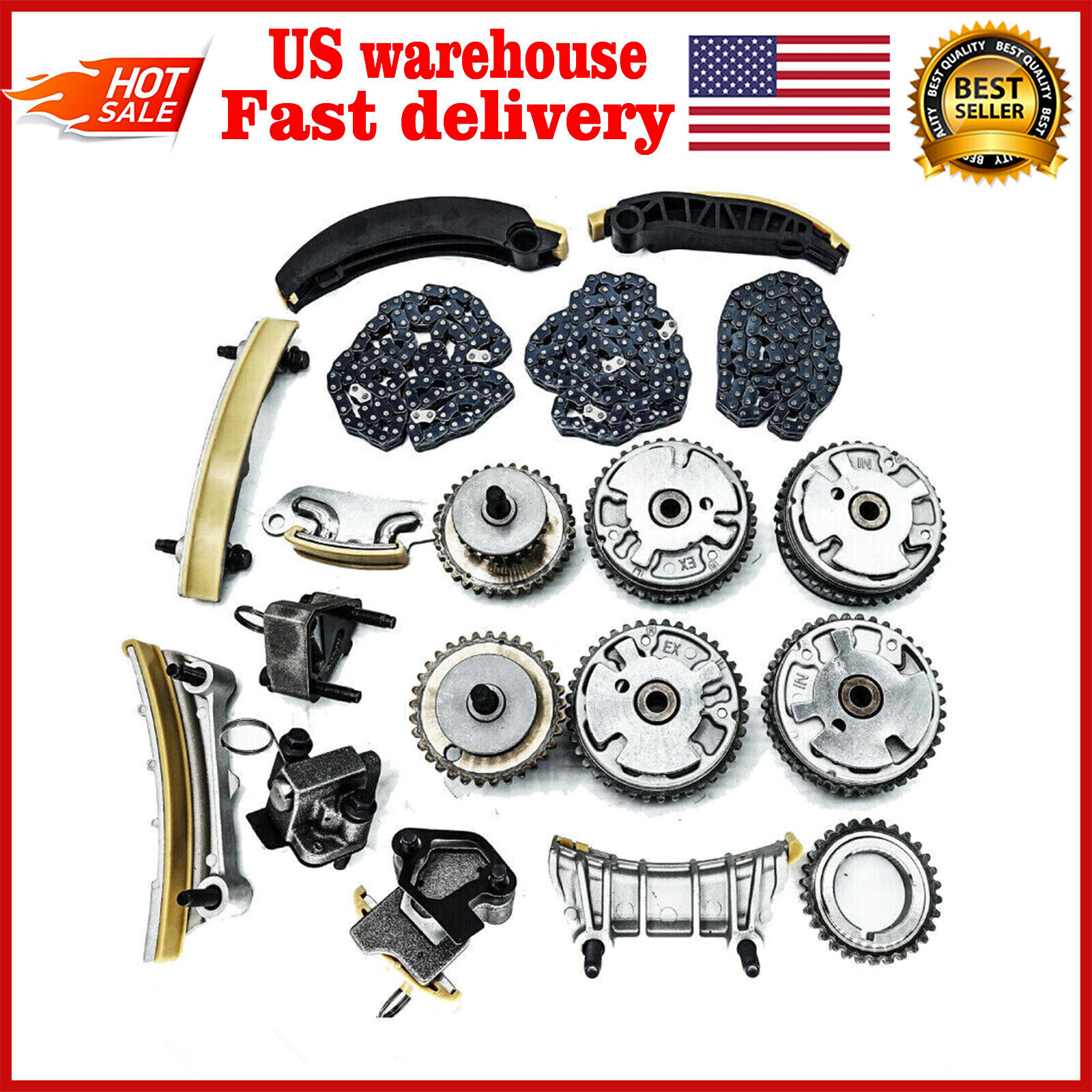 COMPLETE KIT TIMING CHAIN+ 4VVT CAM PHASER INT& EXH for 3.0 3.6L EQUINOX CTS SRX