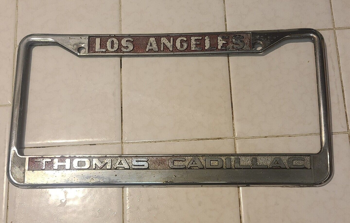 Vintage Thomas Cadillac Los Angeles California License Plate Frame Seville Eldo