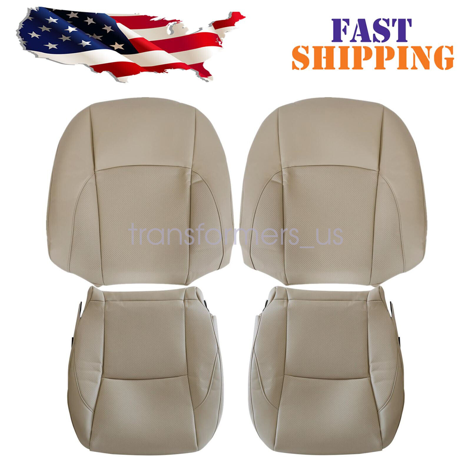 4PCS For 2007-2012 Lexus ES350 Driver & Passenger Perforated Seat Cover Tan