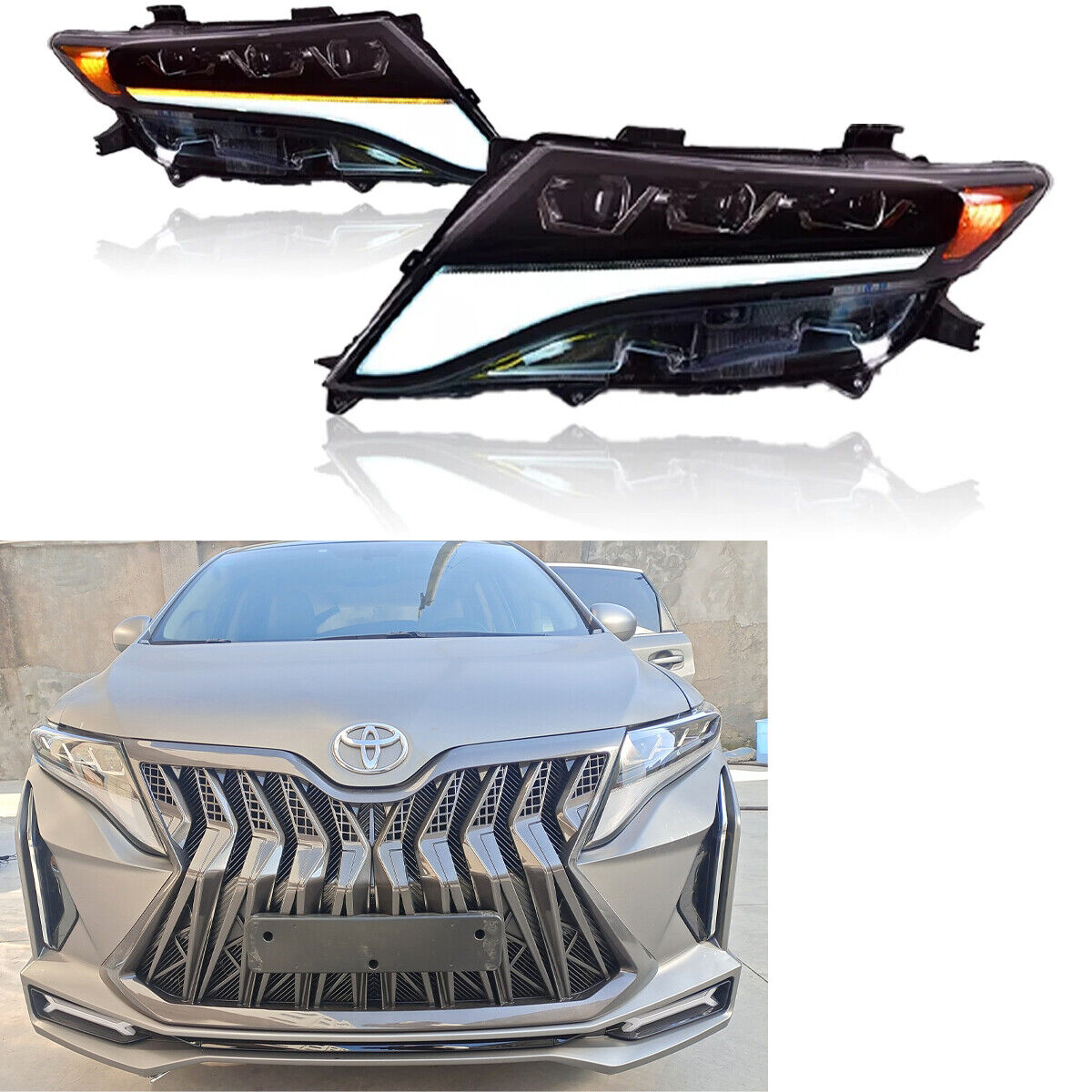 LED Headlight Upgrade For Toyota Venza 2009-2013 Projector DRL Animation Lamps