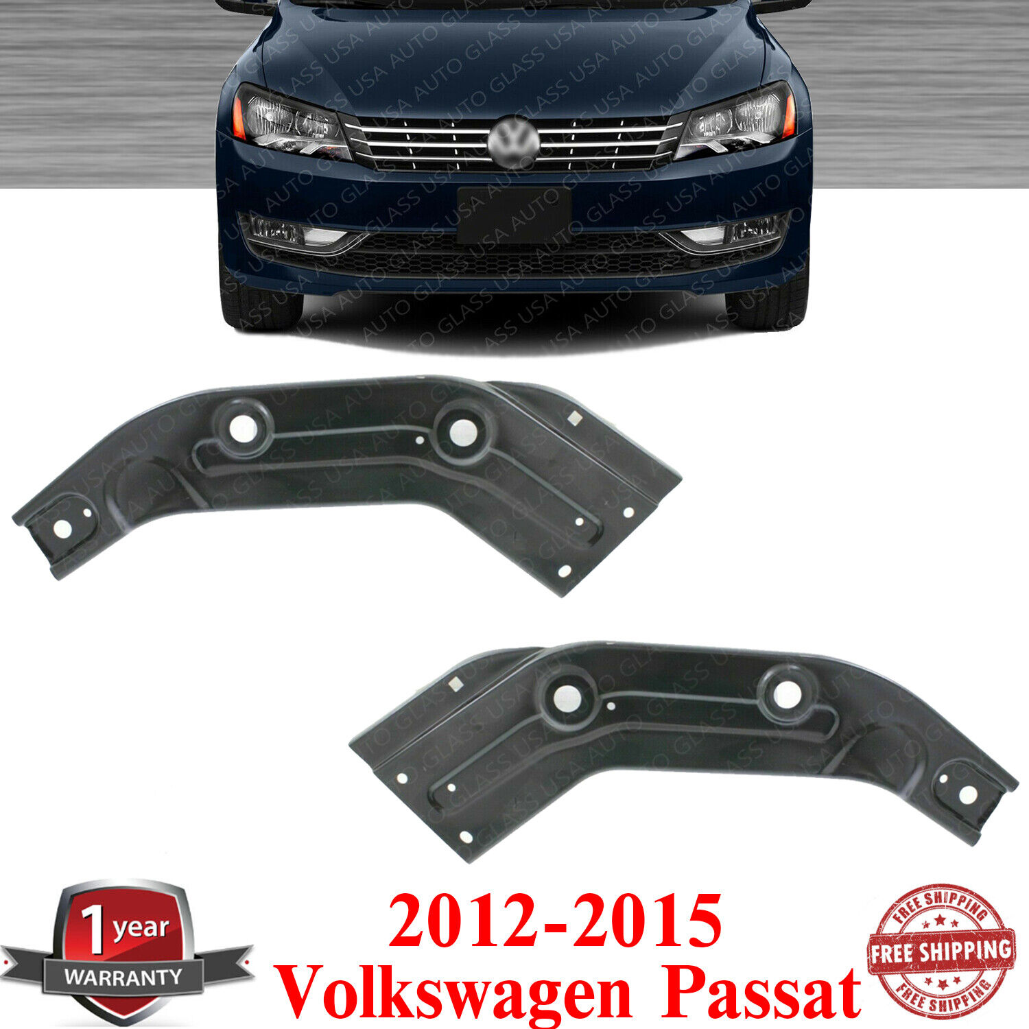 Header Panel Radiator Side Support Brackets For 2012-2015 Volkswagen Passat