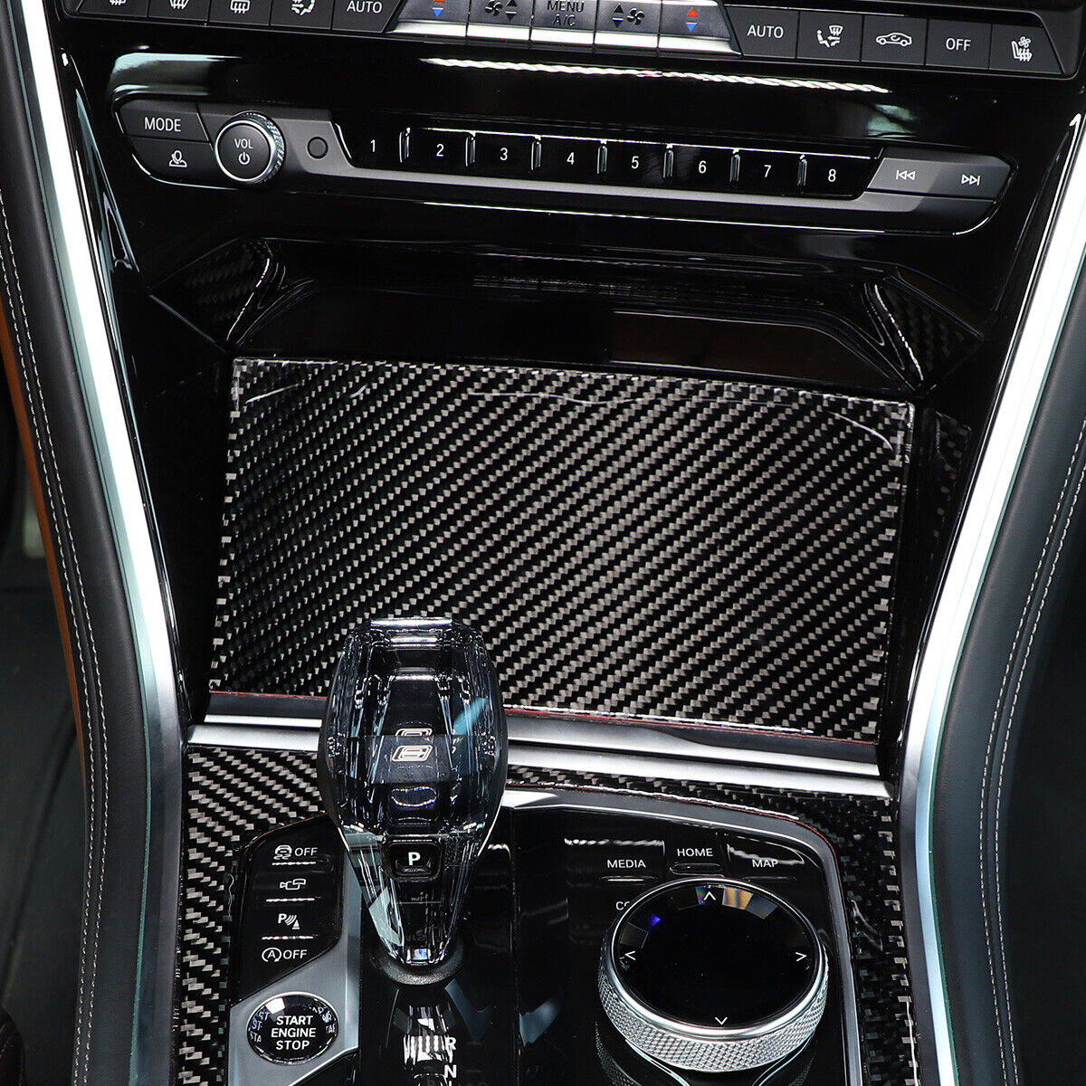 Center Console Panel Carbon Fiber Trim Cover For BMW 8 Series 840i M8 2020-2023