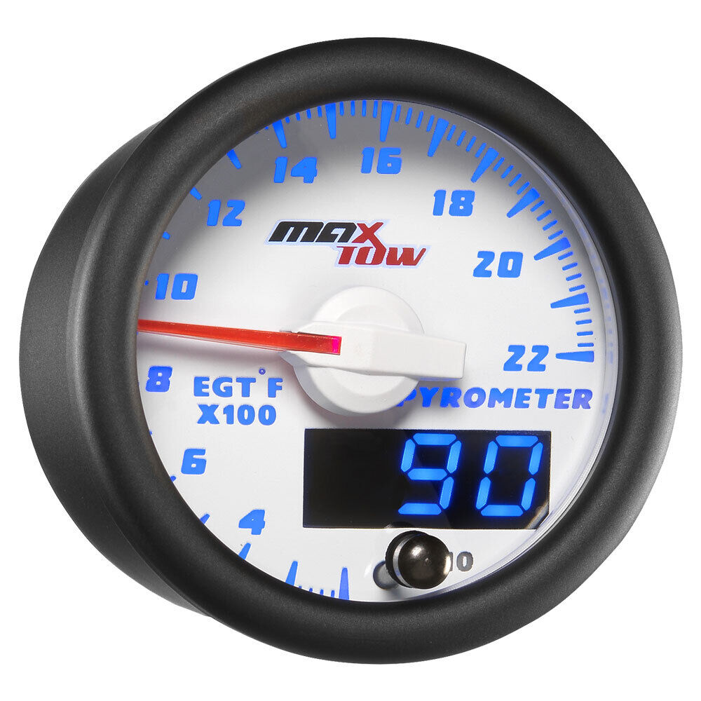 52mm White & Blue MaxTow Double Vision 2200 F Exhaust Gas Temp Gauge