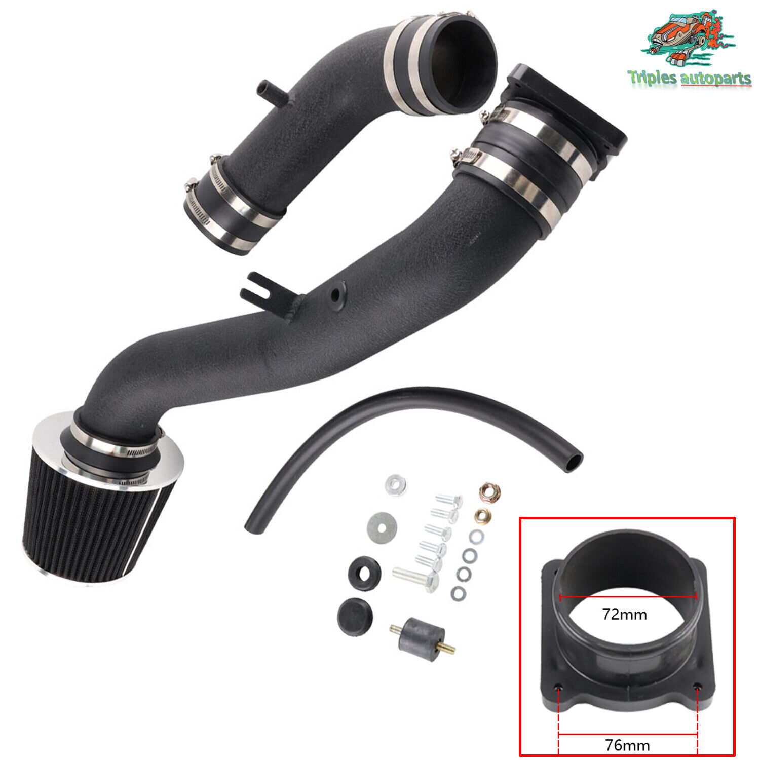 Black For Infiniti G35 V35 Nissan 350Z W/ Filter Cold Air Intake Induction Pipe