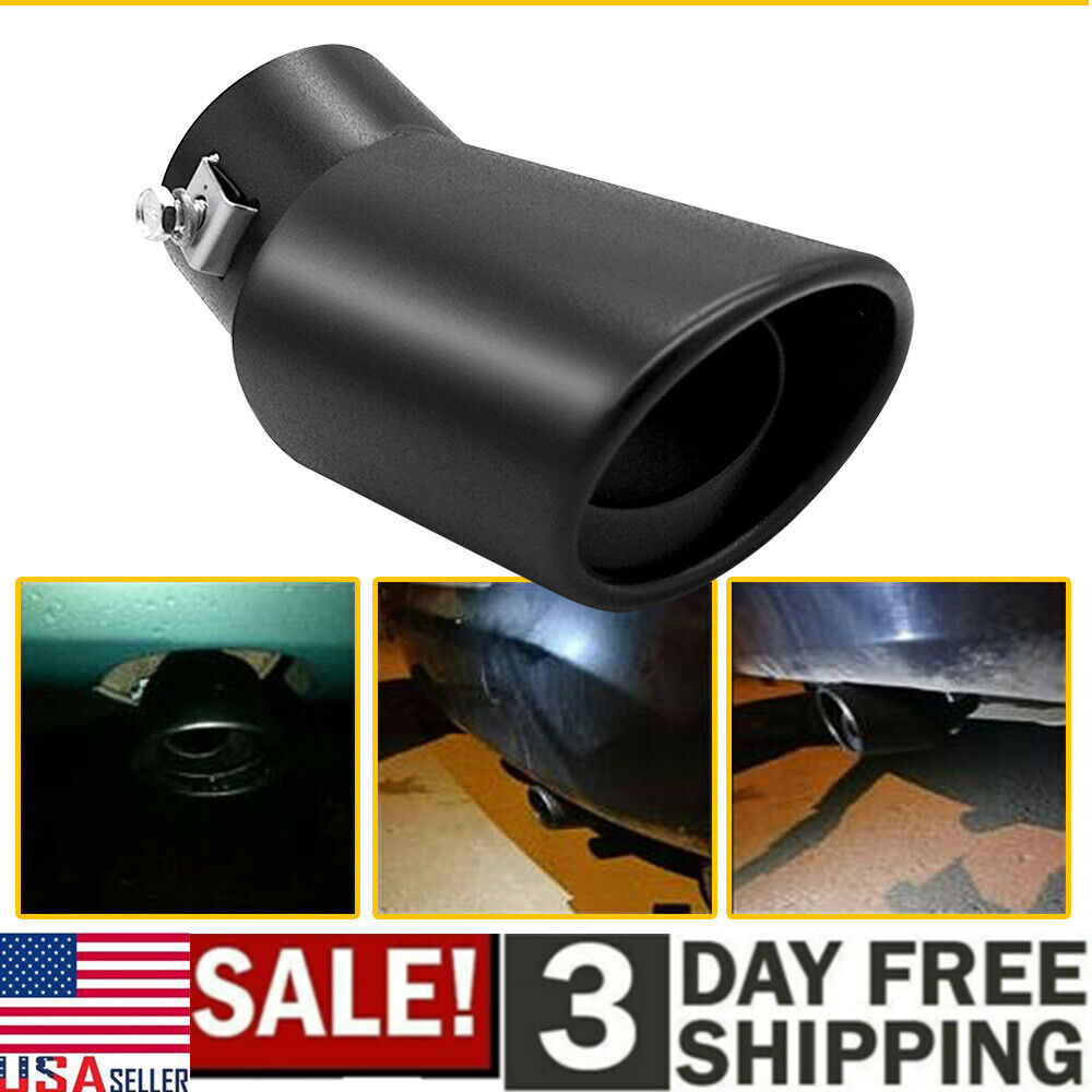 Black Stainless Steel Car Rear Exhaust Pipe Tip Muffler Cover Tail Throat 62mm