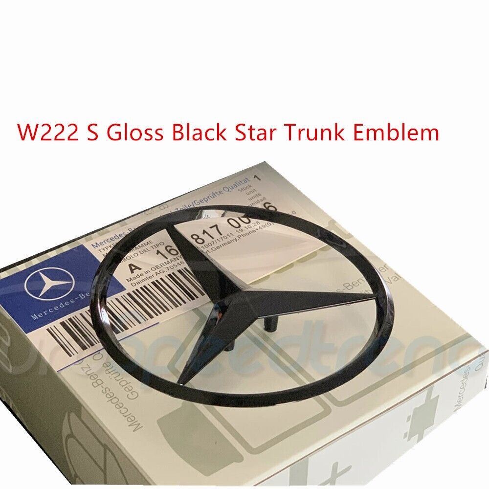 W222 S Gloss Black Star Trunk Emblem AMG S63 S65 S550 Rear Logo Badge