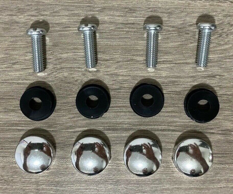 4 Chrome Fasteners SET Caps License Plate/Tag Frame Auto car truck screws Covers
