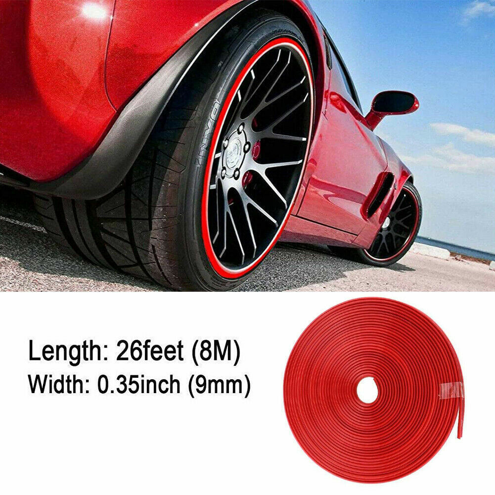 Car Wheel Hub Rim Edge Protector Ring Tire Guard Sticker Line Rubber Strip 26Ft