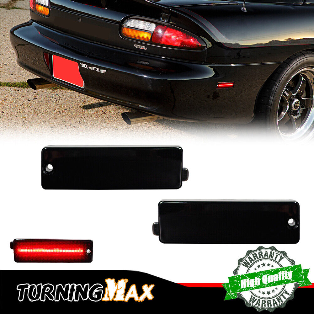 Smoked Black Lens Rear Bumper Side Marker LED Lights For 1993-2002 Chevy Camaro