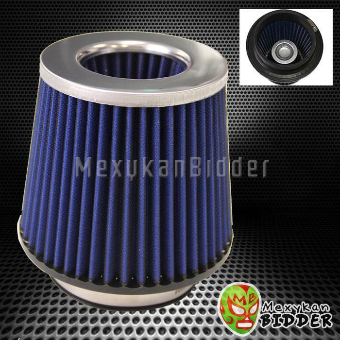 4'' Inlet Silver/Blue Short Ram/Cold Intake High Flow Mesh Air Filter Universal