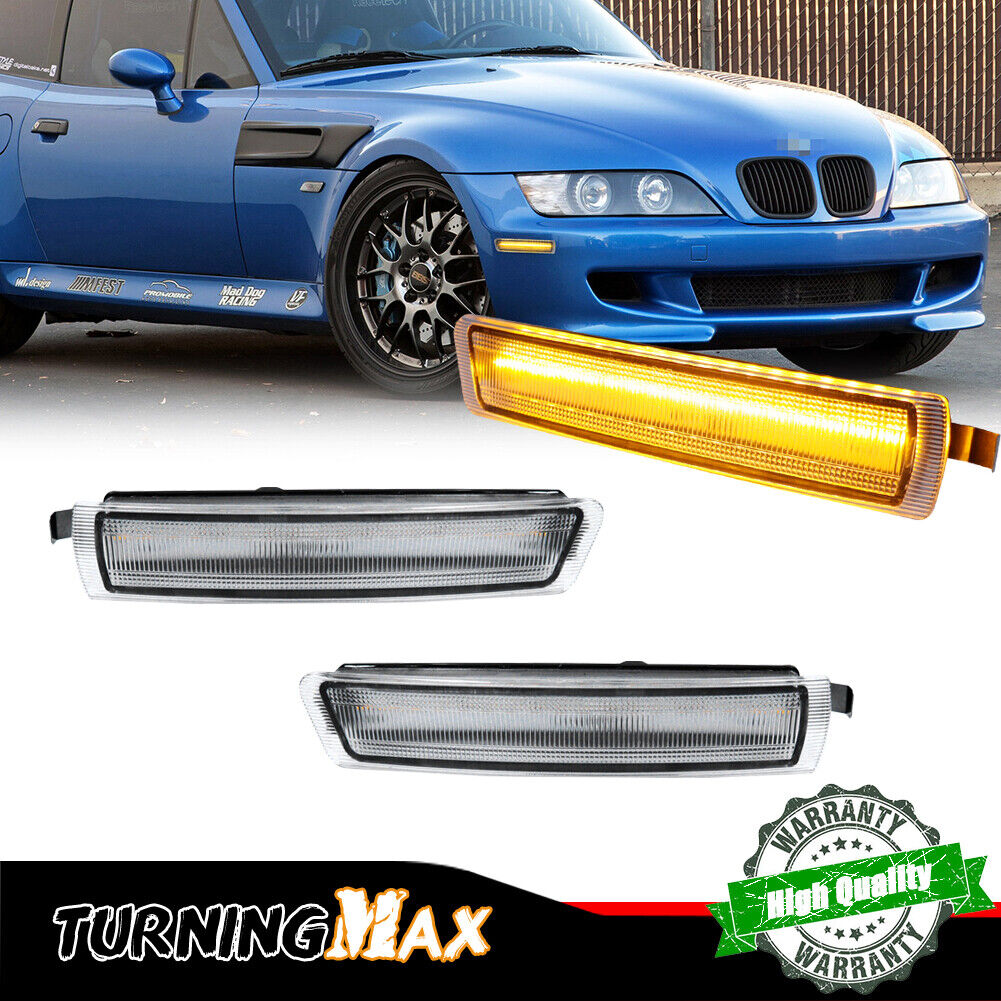 Front Bumper Side Marker Lights Lamp Clear For 1996-2002 BMW Z3 M Coupe Roadster