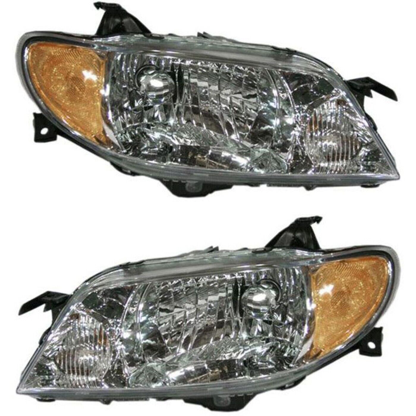 Headlight Set For 2001-2003 Mazda Protege Left and Right With Aluminum Bezel 2Pc