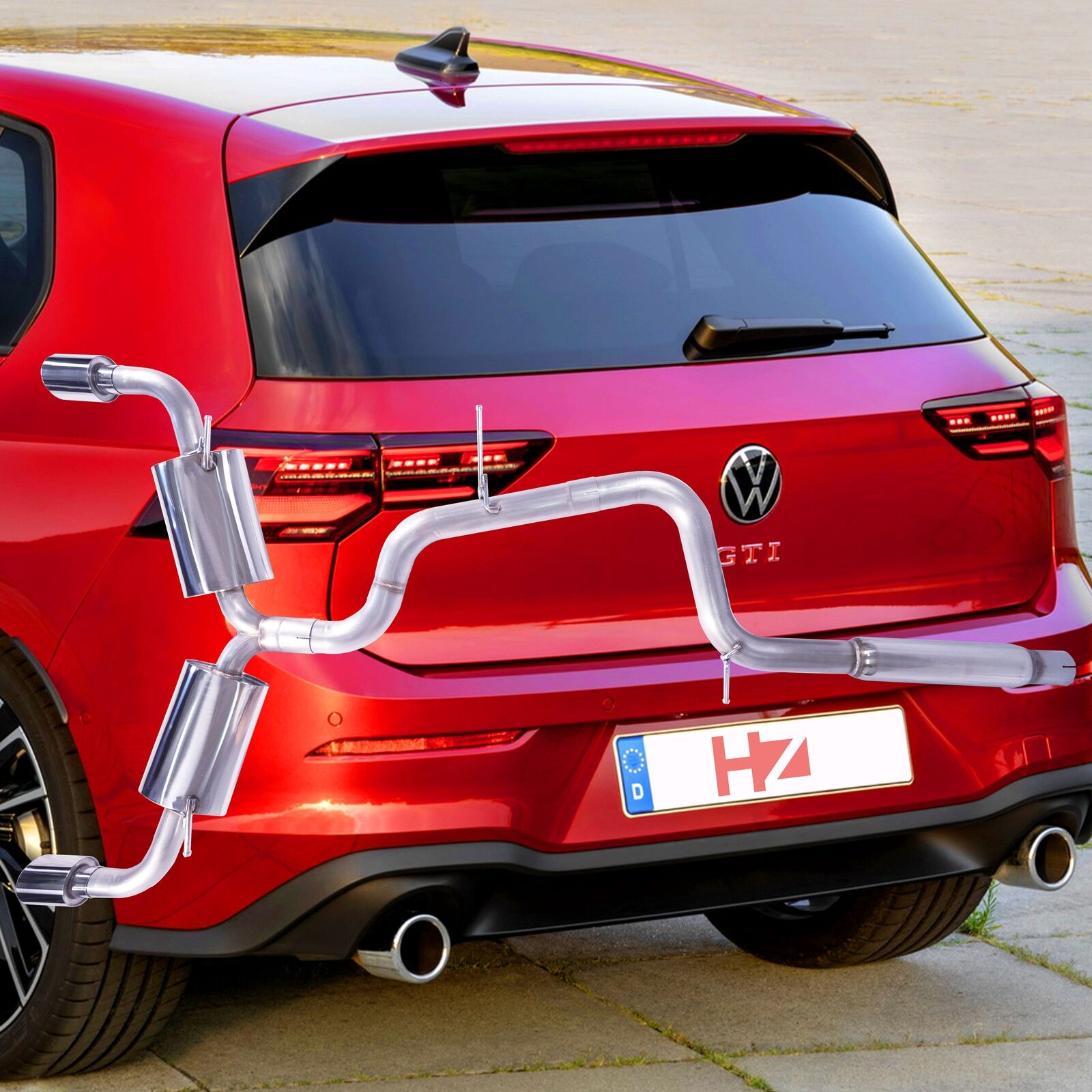 Dual Catback Exhaust For VW GOLF MK8 GTI 2.0 Mufflers Stainless Steel
