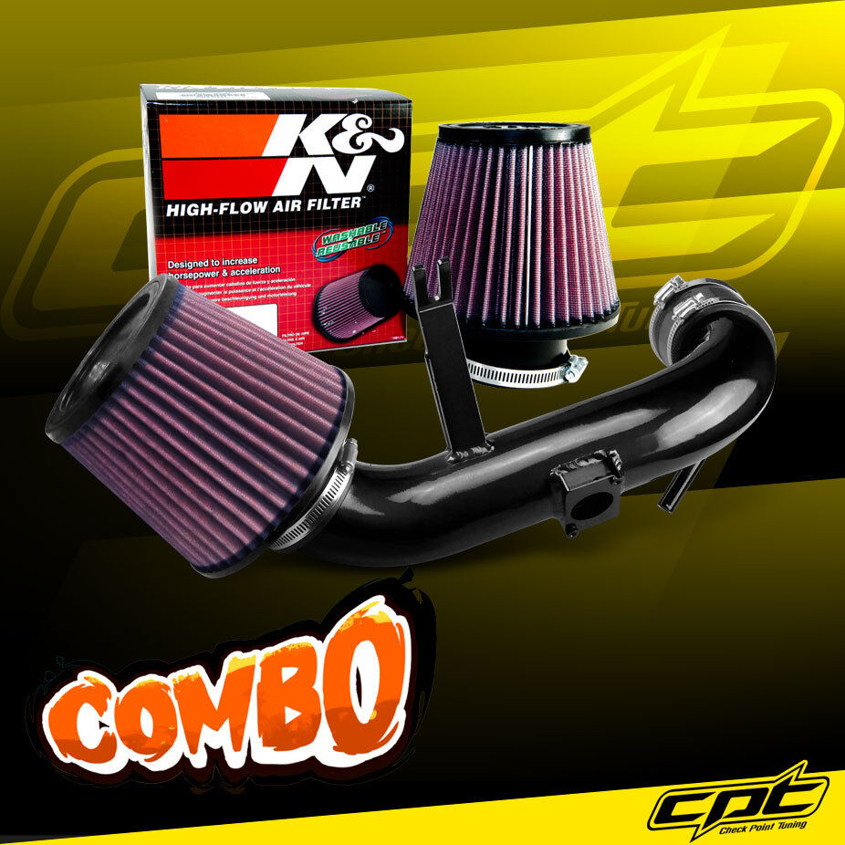 For 09-15 Lancer 2.4L 4cyl Automatic Black Cold Air Intake + K&N Air Filter