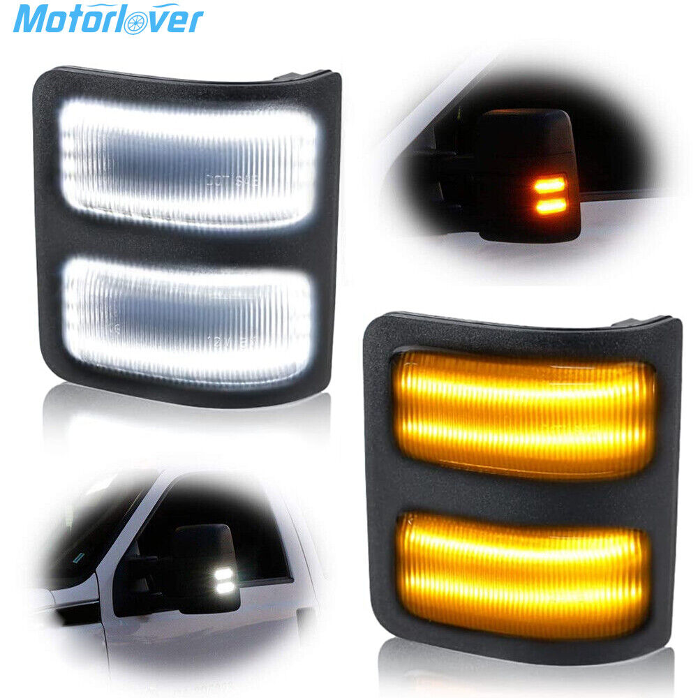 2*LED Switchback White/Amber Flowing Side Mirror Lights for 08-16 Ford F250 F350