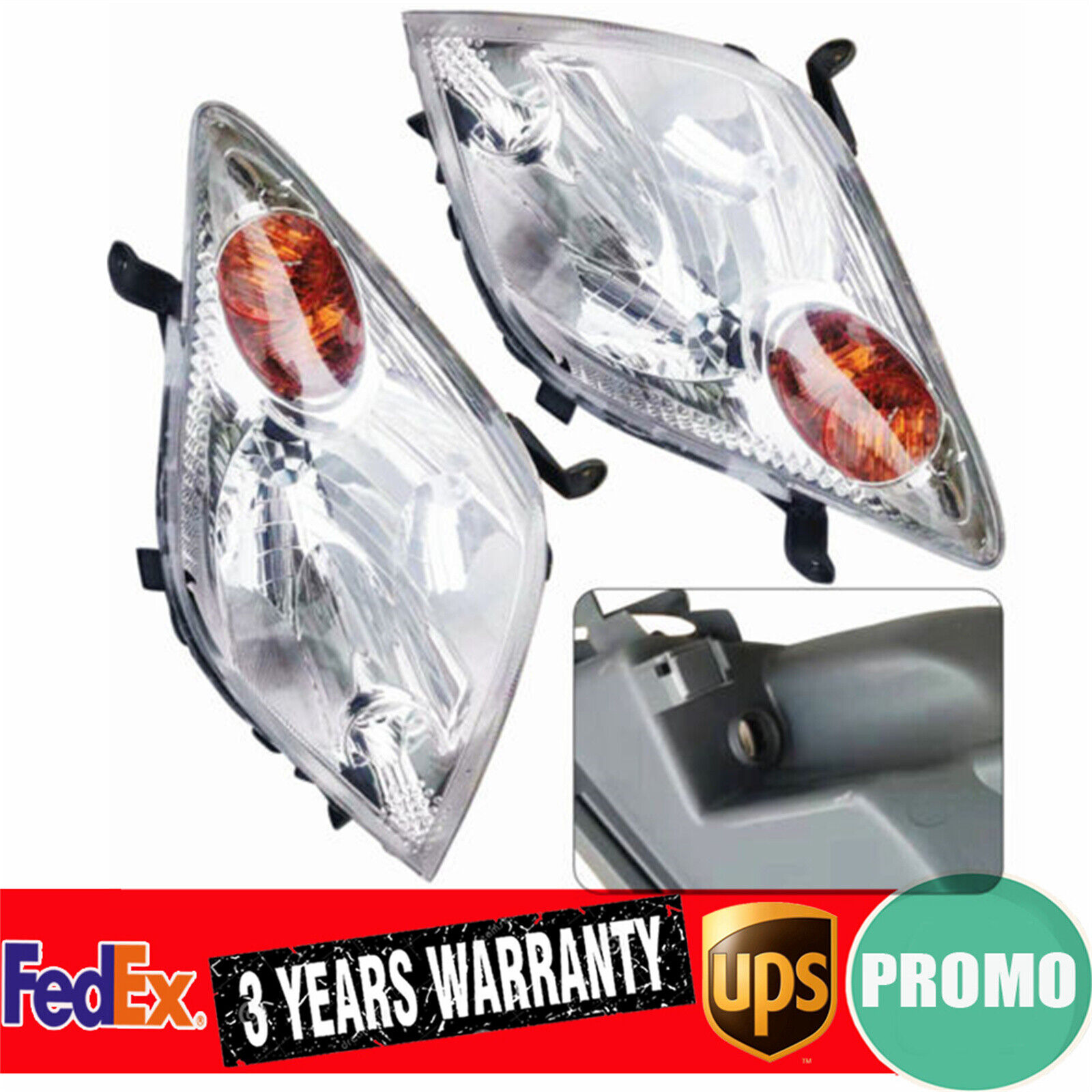 Headlight Pair Set For 2004-2005 Scion xA Left and Right 2Pc Headlamps Assembly