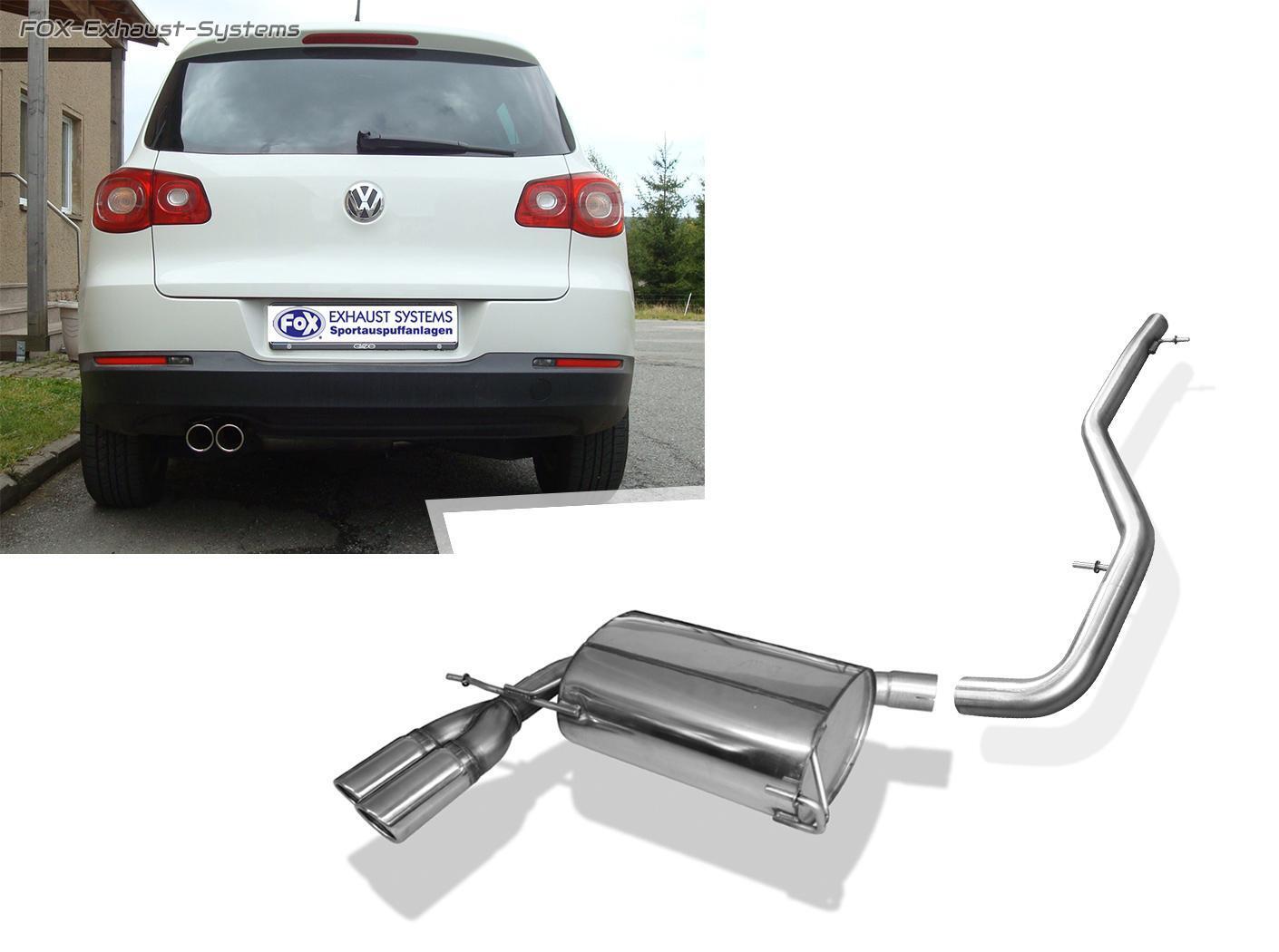 Stainless Steel Racing Complete System from Cat VW Tiguan 2x80mm Round Curled