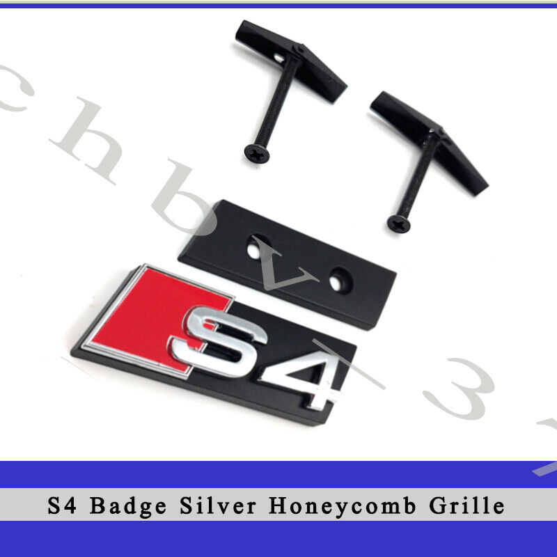 Audi S4 Front Grill Emblem Silver for S4 A4 Honeycomb Grille Badge Nameplate