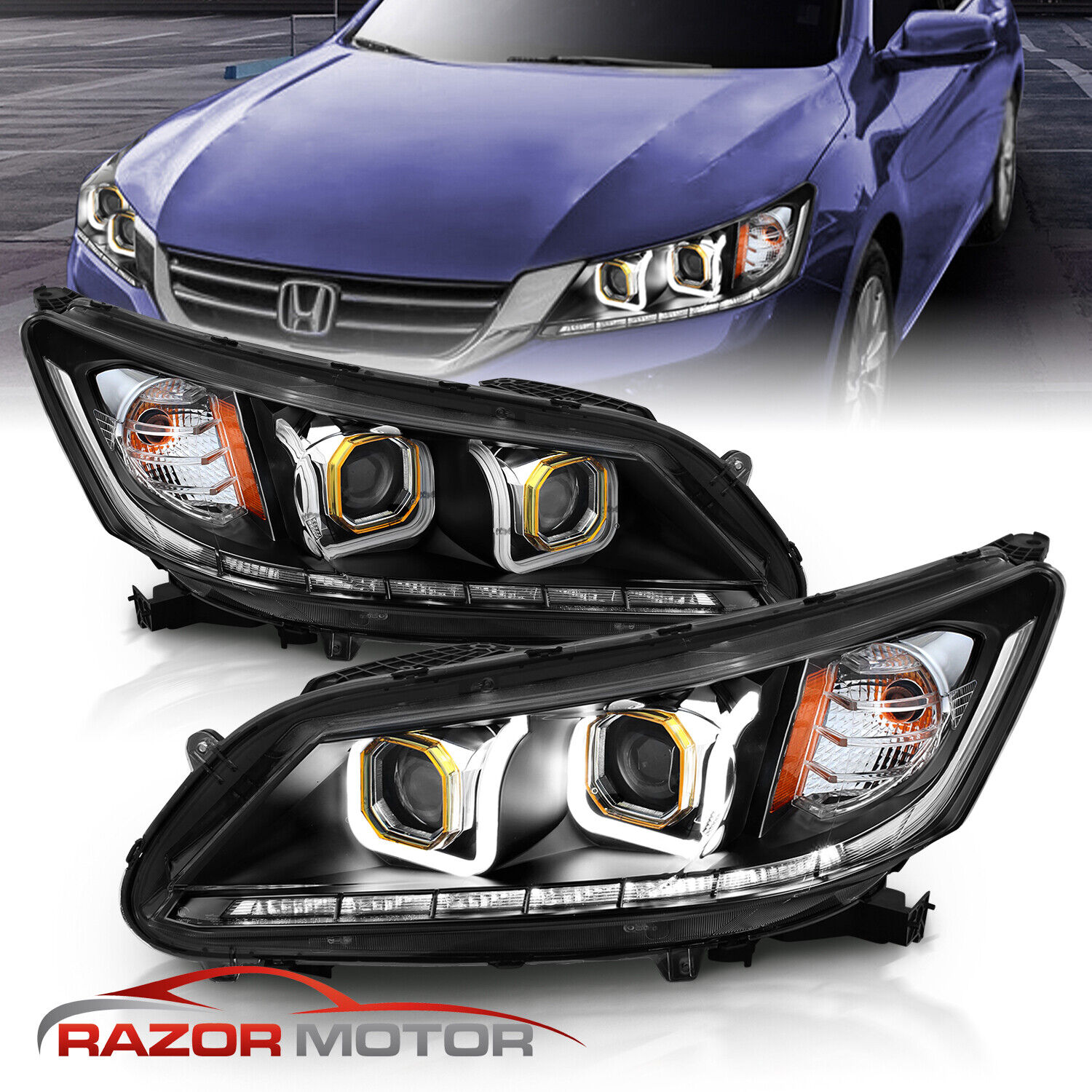 [U Style Neon Tube]For 2013 2014 2015 Honda Accord Sedan Projector Headlights