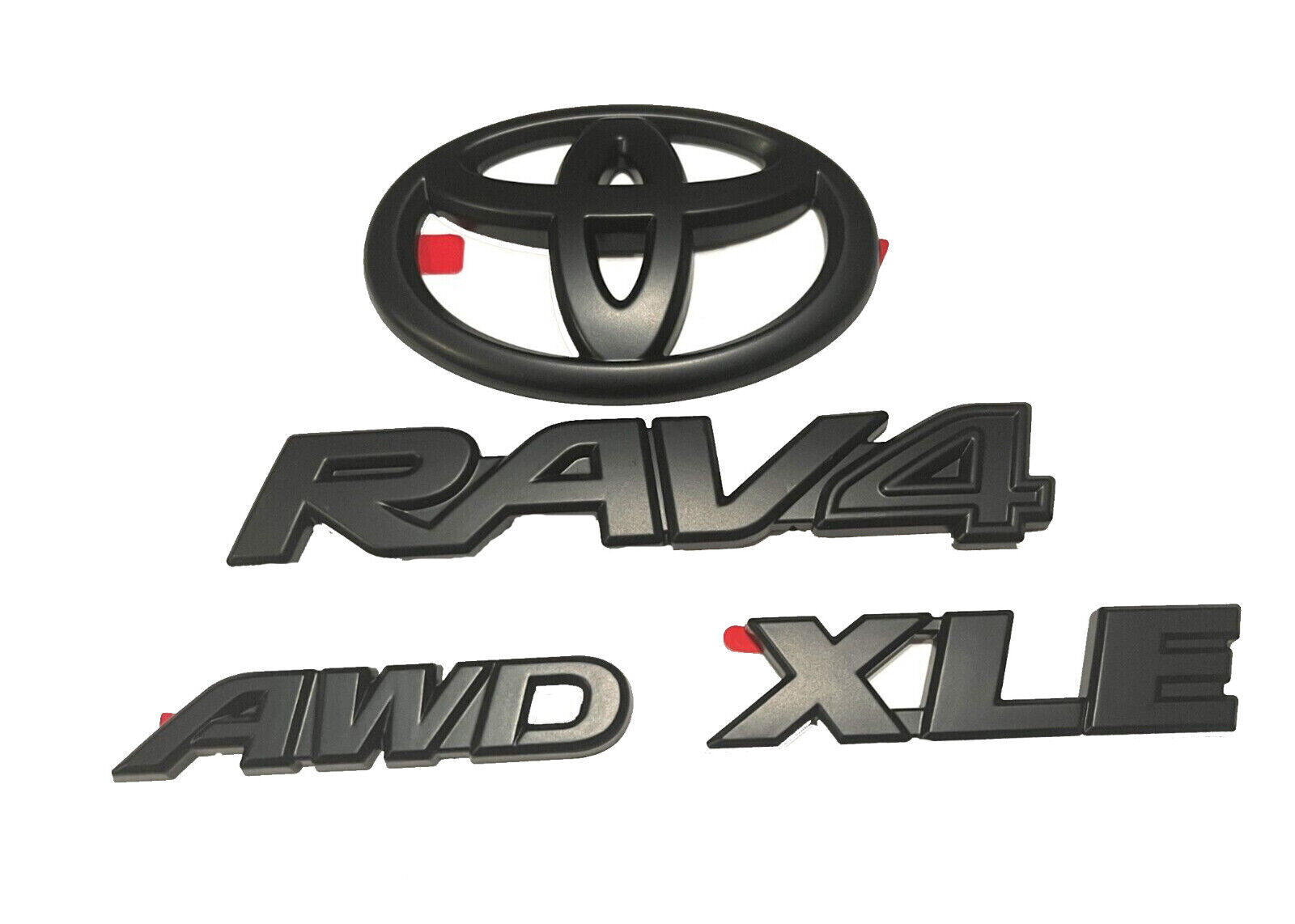 4PCS RAV4 XLE AWD Matte Black Emblem Overlay Badge Fit 2019-2023