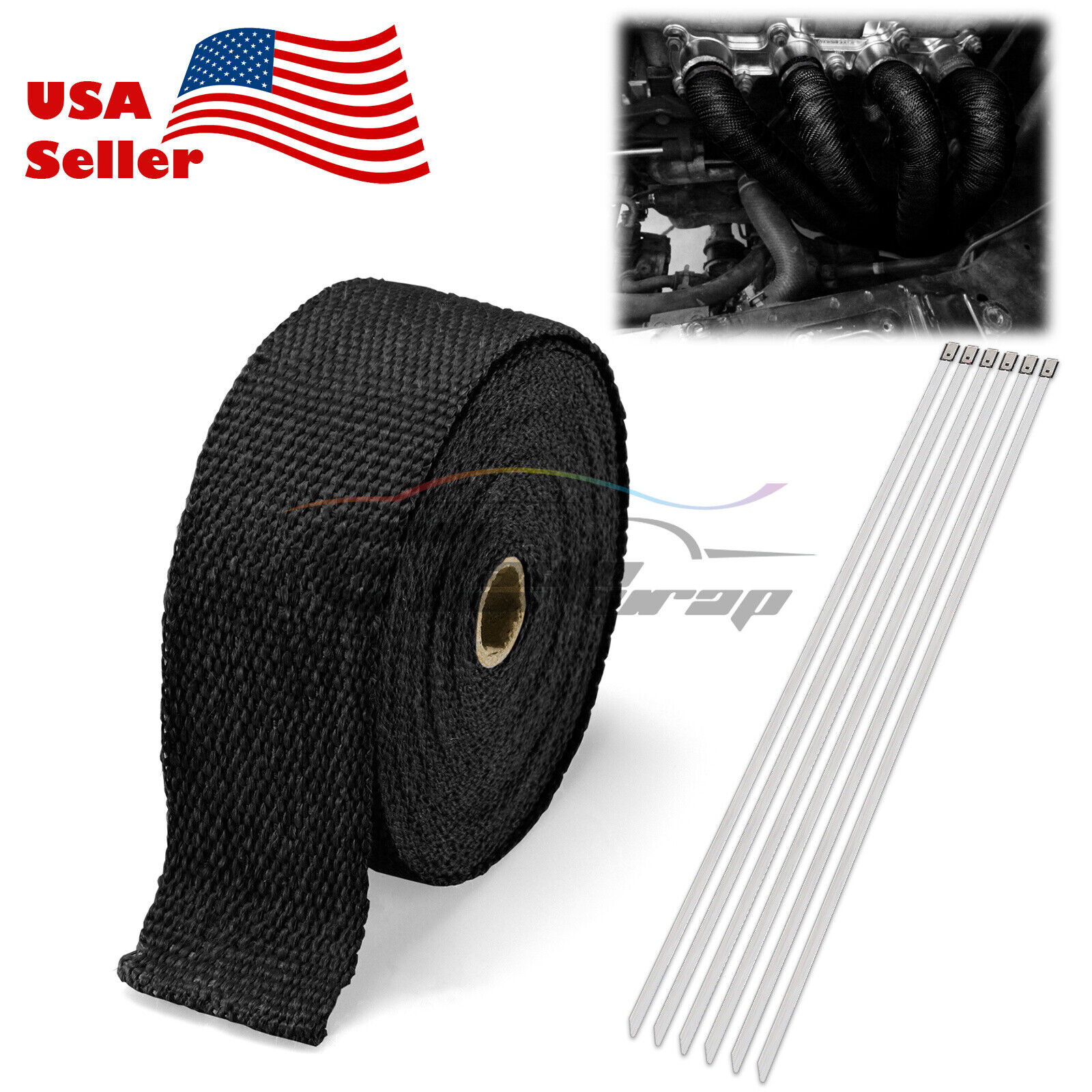 Black Exhaust Pipe Insulation Thermal Heat Wrap 2\