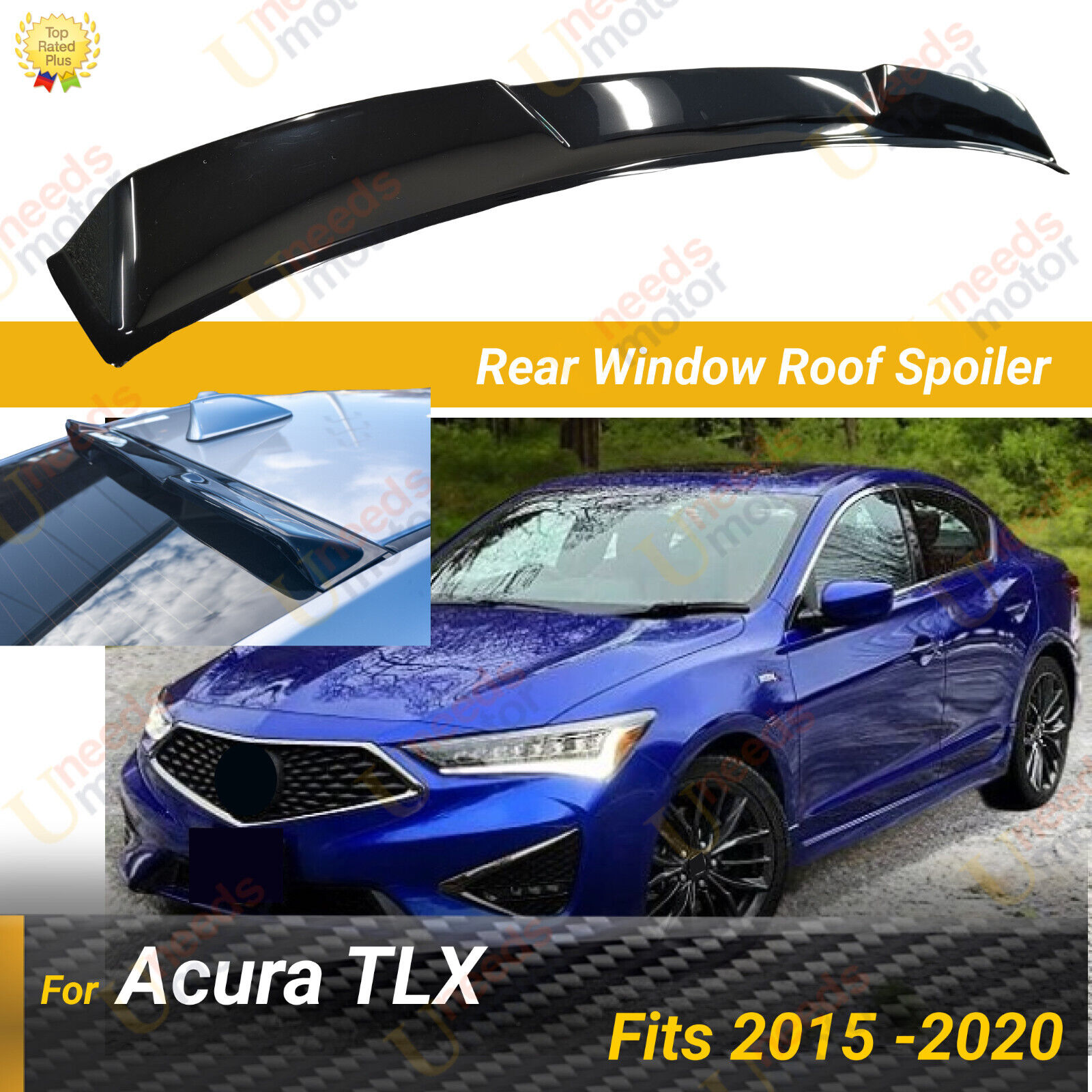 For Acura ILX 2013-2022 V Style Gloss Black Rear Roof Window Visor Spoiler