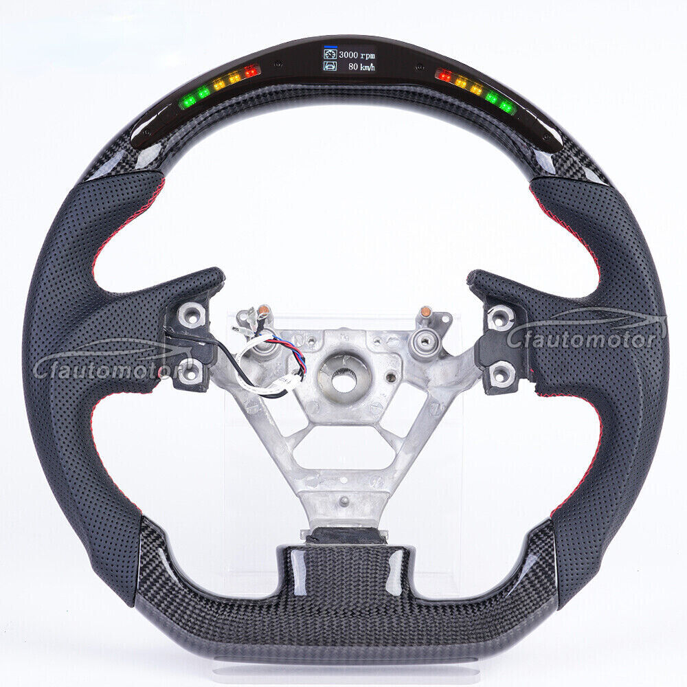 Carbon Fiber Perforated Leather LED Steering Wheel For 2004-07 Infiniti G25 G35