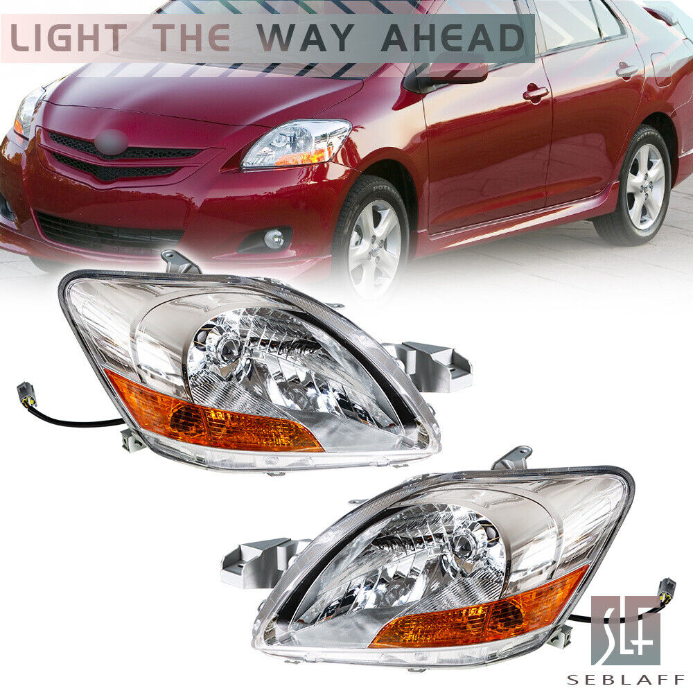 For Toyota Yaris Sedan 2007-2011 Headlights Assembly Black Clear Left&Right Side